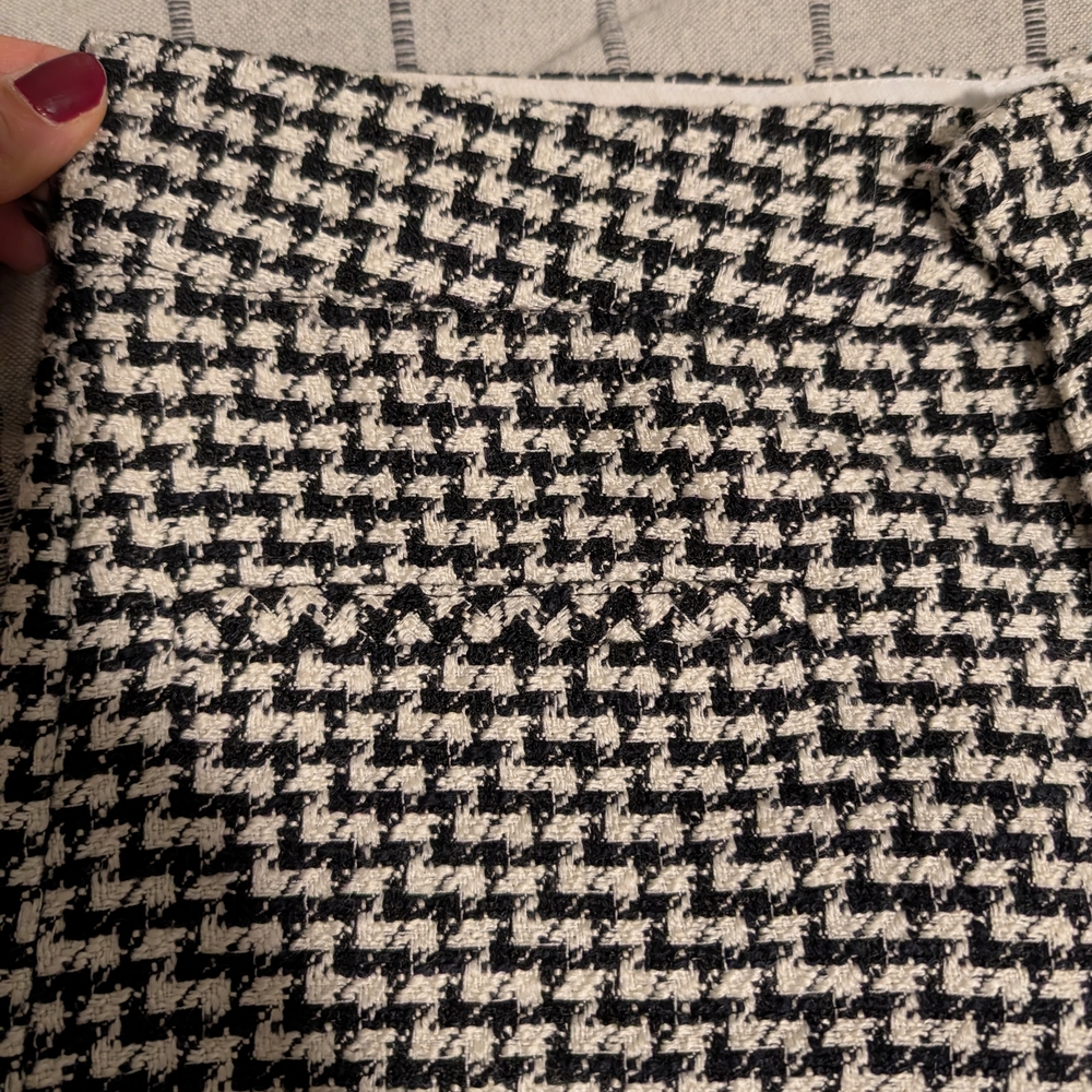 Zara Textured Houndstooth Wide Leg Trousers | High Waisted Black & White Tweed
